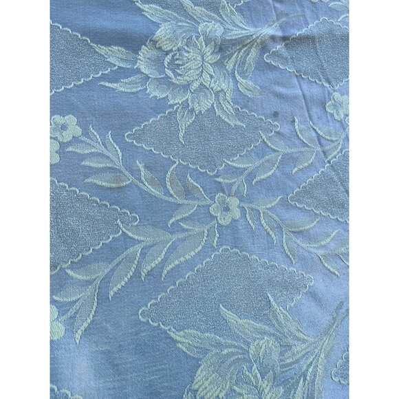 Jacquard Tablecloth Heavy Green Satin Cotton Fabric Stash Repurpose 87x95" - Picture 7 of 8